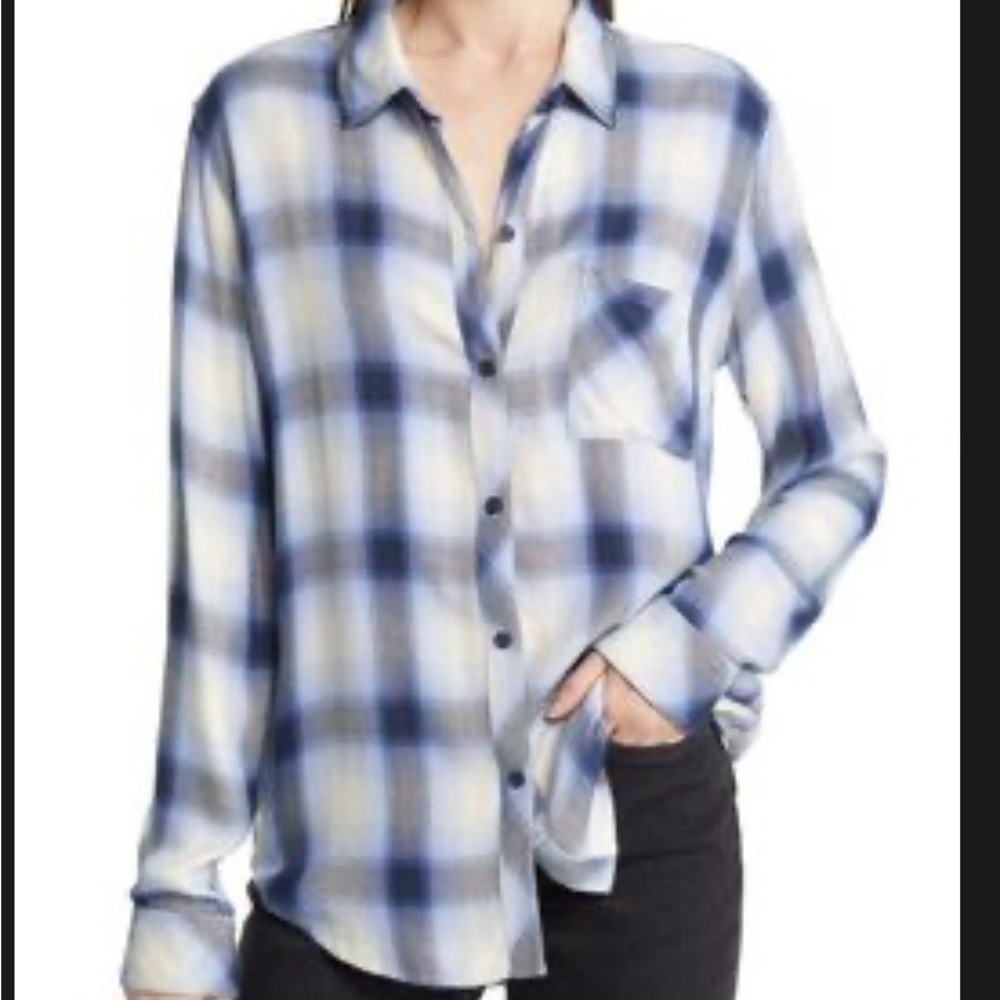 Rails Hunter Navy White Ice plaid shirt XL
